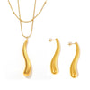 Wholesale Women's Fashion 316L Stainless Steel Water Drop Hollow Pendant Necklace And Earrings With Electroplating