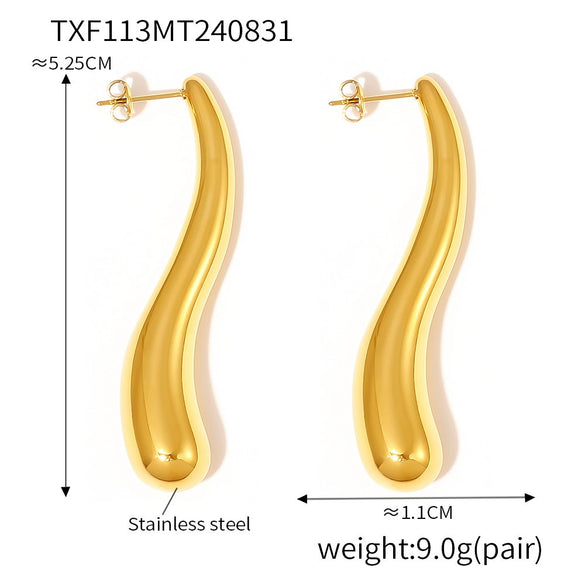 Wholesale Women's Fashion 316L Stainless Steel Water Drop Hollow Pendant Necklace And Earrings With Electroplating