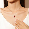 Wholesale Women's Fashion 925 Sterling Silver Water Drop Pendant Red Corundum Necklace With Cross Chain Simple Natural Style Diamond Design