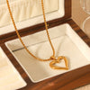 Wholesale Women's Fashion Stylish Stainless Steel And Titanium Steel Cut Out Heart Geometric Pendant Necklace With Electroplating And Box Chain