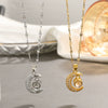 Wholesale Women's Fashion Temperament Diamond Moon Projection Necklace With Geometric Pattern Metal Material