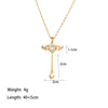 Wholesale Women's Fashion Titanium Steel And Copper Electroplated Heart Shape Micropaved Zirconia Angel Wings Pendant Necklace With O Word Chain Jewelry