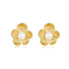 Wholesale Women's Fashion Titanium Steel And Pearl Flower Earrings With Electroplating Treatment