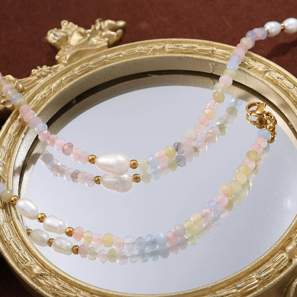 Wholesale Women's Fashion 316L Stainless Steel Beaded Pearl Clavicle Necklace With Electroplating
