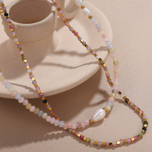 Wholesale Women's Fashion 316L Stainless Steel Beaded Pearl Clavicle Necklace With Electroplating