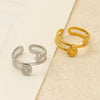 Wholesale Women's Fashion Titanium Steel Geometric Hollow Opening Adjustable Ring With Electroplating