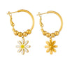 Wholesale Women's Fashion Titanium Steel Goldplated Flower Drop Earrings