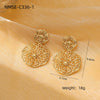Wholesale Women's Fashion Titanium Steel Hollow Irregular Round Electroplated Geometric Earrings