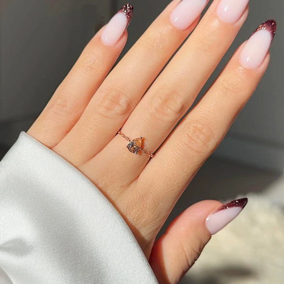 Wholesale Women's Fashion Versatile Adjustable Copper Goldplated Drop Shape Stretch Ring With Zirconia Design