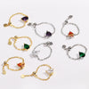 Wholesale Women's Fashion Versatile Adjustable Copper Goldplated Drop Shape Stretch Ring With Zirconia Design