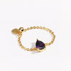Wholesale Women's Fashion Versatile Adjustable Copper Goldplated Drop Shape Stretch Ring With Zirconia Design