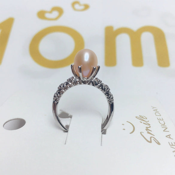 Wholesale Women's Fashion Vintage Freshwater Pearl Ring 925 Silver Copper Gold Plated Rice Drop Shape