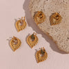 Wholesale Women's Fashion Vintage Stainless Steel Electroplated Leaf Geometric Pendant Earrings Jewelry