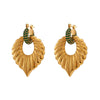 Wholesale Women's Fashion Vintage Stainless Steel Electroplated Leaf Geometric Pendant Earrings Jewelry