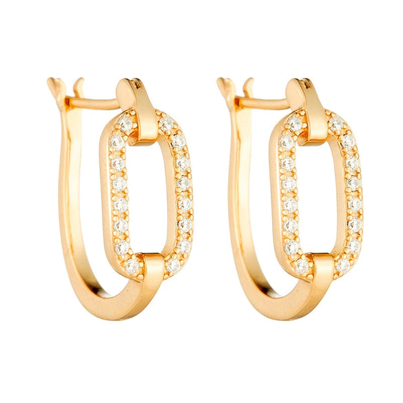 Wholesale Women's Fashion Zircon 925 Silver Gold Plated Chain Earrings