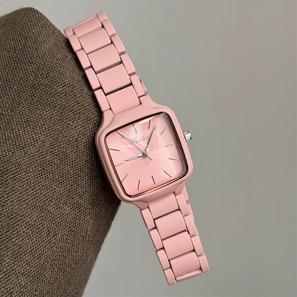 Wholesale Women's Fashionable Alloy Watch With Simple Square Shape And Macaron Colors