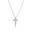 Wholesale Women's Fashionable Diamondset Bow Pendant Necklace In Titanium Steel And Copper With Cross Chain