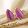 Wholesale Women's Fashionable Electroplated Geometric Water Dropshaped Stainless Steel Oildrip Earrings