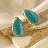 Wholesale Women's Fashionable Electroplated Geometric Water Dropshaped Stainless Steel Oildrip Earrings