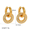 Wholesale Women's Fashionable Elegant Diamondstudded Heartshaped Geometric Stainless Steel 18K Gold Vacuum Real Gold Plated Earrings