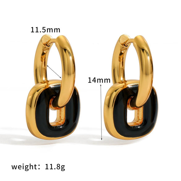 Wholesale Women's Fashionable Elegant Diamondstudded Heartshaped Geometric Stainless Steel 18K Gold Vacuum Real Gold Plated Earrings