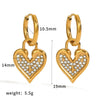 Wholesale Women's Fashionable Elegant Diamondstudded Heartshaped Geometric Stainless Steel 18K Gold Vacuum Real Gold Plated Earrings