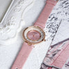 Wholesale Women's Fashionable Elegant Rhinestone Quartz Watch With Genuine Leather Strap And Alloy Case