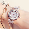 Wholesale Women's Fashionable Elegant Rhinestone Quartz Watch With Genuine Leather Strap And Alloy Case