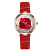 Wholesale Women's Fashionable Elegant Rhinestone Quartz Watch With Genuine Leather Strap And Alloy Case