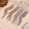 Wholesale Women's Fashionable Elegant Titanium Steel Electroplated 18K Gold Micropaved Zircon Tassel Geometric Earrings