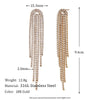 Wholesale Women's Fashionable Elegant Titanium Steel Electroplated 18K Gold Micropaved Zircon Tassel Geometric Earrings