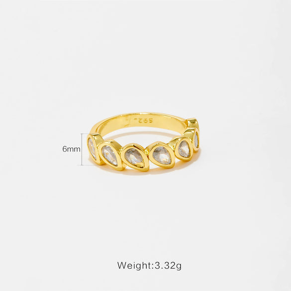 Wholesale Women's Fashionable Geometric Copper Ring With Platinum And 18K Gold Electroplating