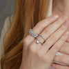 Wholesale Women's Fashionable Geometric Moissanite Silver Ring With Diamond Microinlaid