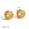 Wholesale Women's Fashionable Geometric Stainless Steel Earrings With Vacuum Real Gold Plating Cshaped Zirconia Ear Clips