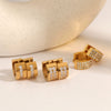 Wholesale Women's Fashionable Geometric Stainless Steel Earrings With Vacuum Real Gold Plating Cshaped Zirconia Ear Clips