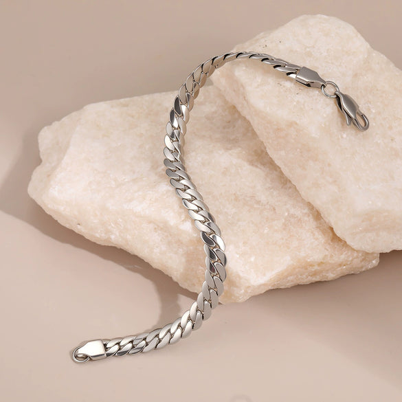 Wholesale Women's Fashionable Geometric Stainless Steel Electroplated Snake Bone Chain Bracelet