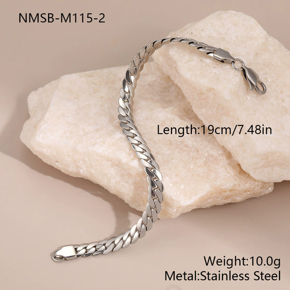Wholesale Women's Fashionable Geometric Stainless Steel Electroplated Snake Bone Chain Bracelet