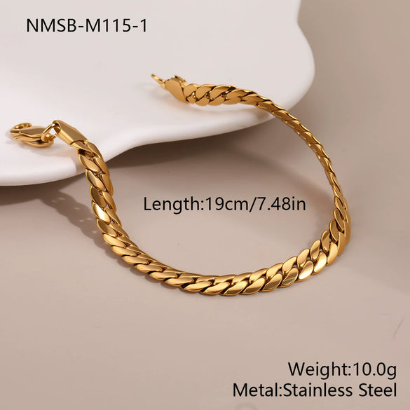 Wholesale Women's Fashionable Geometric Stainless Steel Electroplated Snake Bone Chain Bracelet