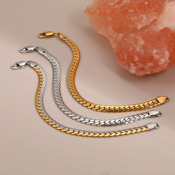 Wholesale Women's Fashionable Geometric Stainless Steel Electroplated Snake Bone Chain Bracelet