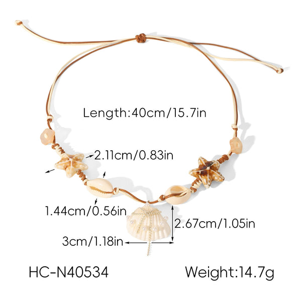 Wholesale Women's Fashionable Geometric Stainless Steel Starfish Turtle Shell Pendant Necklace With Electroplating