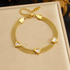 Wholesale Women's Fashionable Heartshaped Gold Plated Stainless Steel Jewelry Bracelet