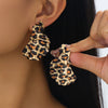 Wholesale Women's Fashionable Irregular Leopard Print Geometric Alloy Electroplated Earrings