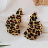 Wholesale Women's Fashionable Irregular Leopard Print Geometric Alloy Electroplated Earrings