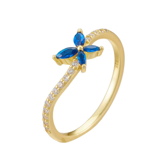 Wholesale Women's Fashionable Light Luxury Style Diamond Butterfly Sterling Silver Ring