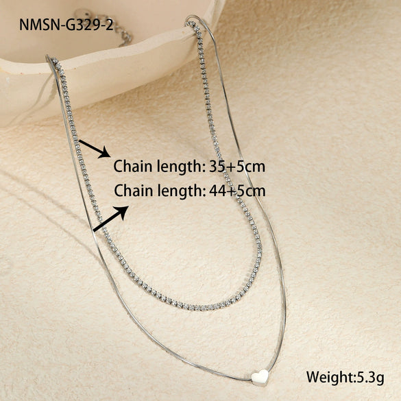 Wholesale Women's Fashionable Minimalist Geometric And Heartshaped 18K Goldplated Stainless Steel Necklace