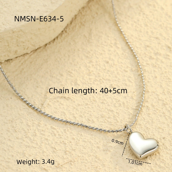 Wholesale Women's Fashionable Minimalist Geometric And Heartshaped 18K Goldplated Stainless Steel Necklace