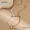 Wholesale Women's Fashionable Minimalist Geometric And Heartshaped 18K Goldplated Stainless Steel Necklace
