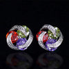 Wholesale Women's Fashionable Mix And Match Colorful Zircon Earrings Copper Geometric Flower Style With Diamond Treatment