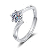 Wholesale Women's Fashionable S925 Sterling Silver Geometric Open Ring With Four Claw Inlaid Diamond And Electroplating Treatment