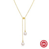 Wholesale Women's Fashionable Simple Classic Pearl Y Shaped Retractable Adjustable Pendant Necklace In 925 Sterling Silver With Geometric Pattern And Electroplating